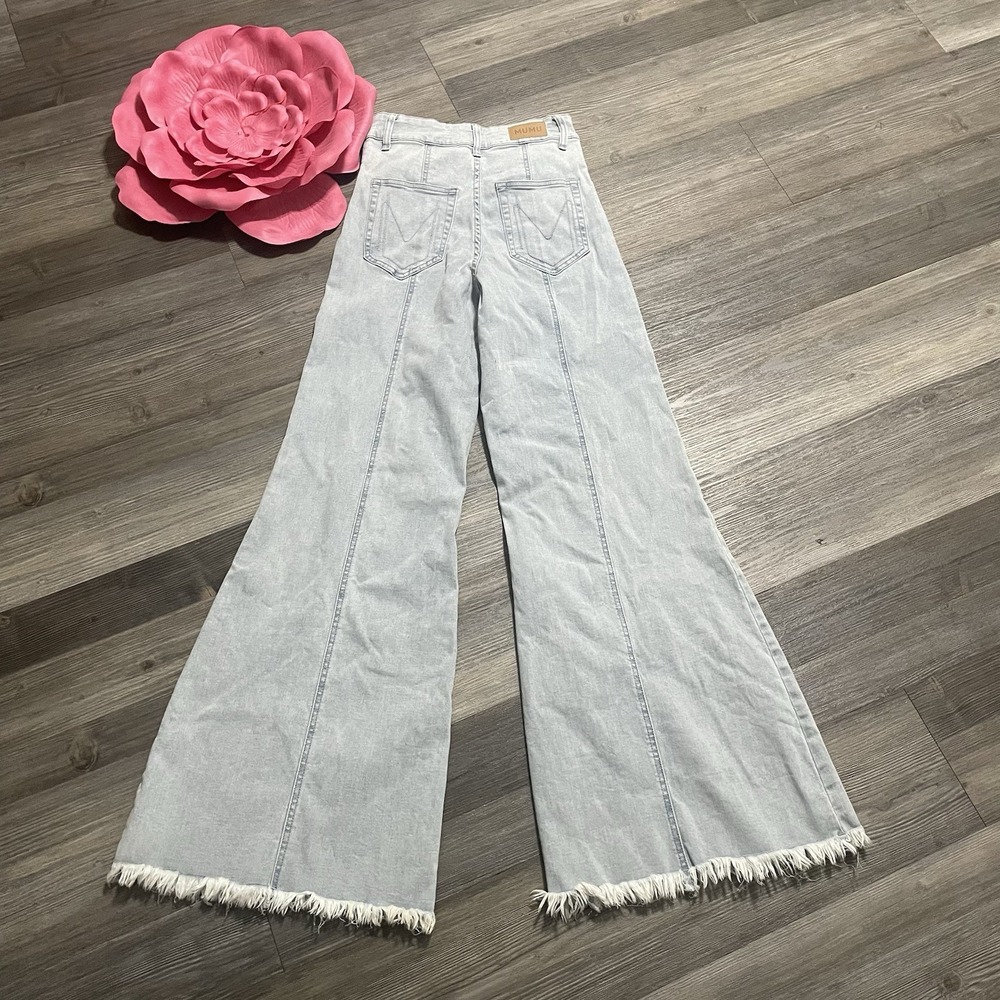 SHOW ME YOUR MUMU Sz 27 Ashbury Glacier Blue Denim‎ Wide Leg Jeans Western Boho - Picture 10 of 16